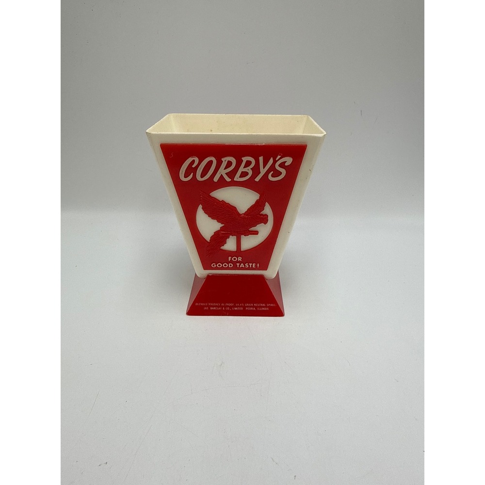Vintage Corby's Whiskey Plastic Bar Display Sign Red Parrot Claremould NJ 4.5"